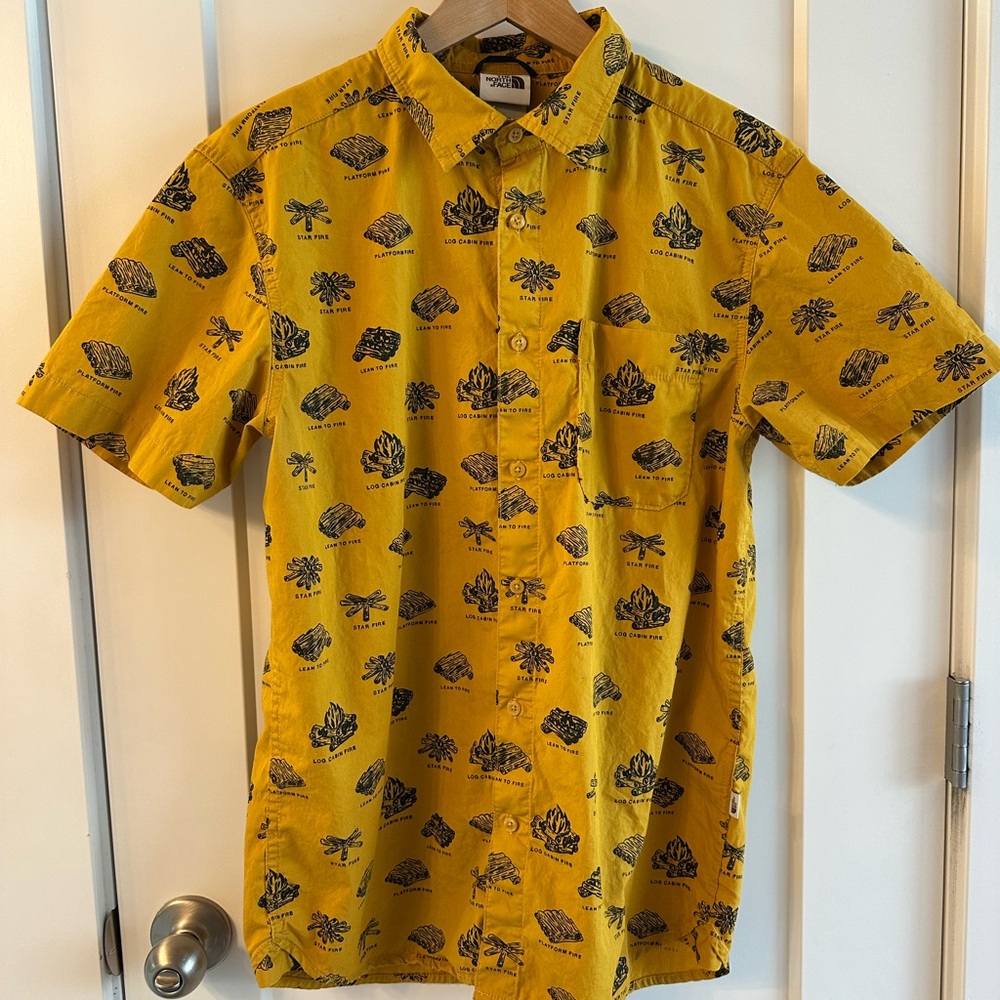 North Face Yellow Printed Men's Shirt